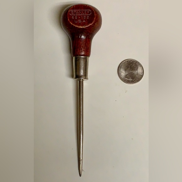 Vintage Stanley Wooden Handled Scratch Awl 69-122 6 1/16" Blade - Picture 2 of 11